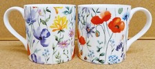 Wildflowers Meadow Mugs Set of 2 Bone China Large Balmoral 14oz 400 ml Cups UK