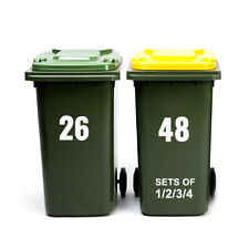 White Wheelie Bin House Numbers Stickers Wheely Dustbin Sticker Peel & Stick