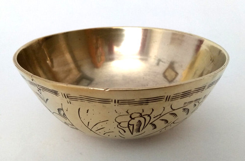 Small vintage brass bowl tiger - small,