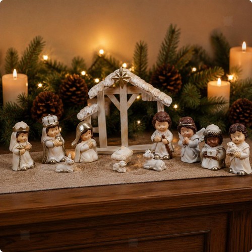 Nativity set with stable