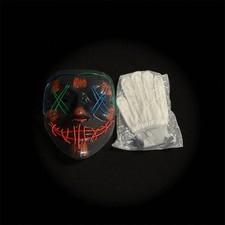 New LED Halloween Mask & Gloves in Multiple Light Modes, The Purge Mask Costume,