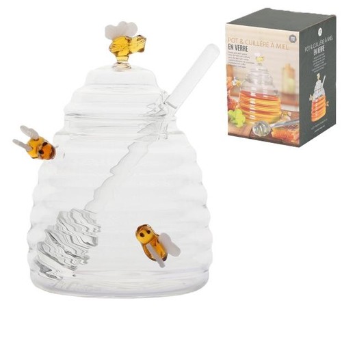 Glass honey jar - honey,