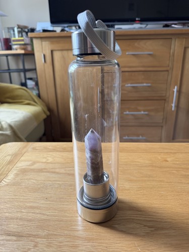 Water bottle with rose quartz - water,