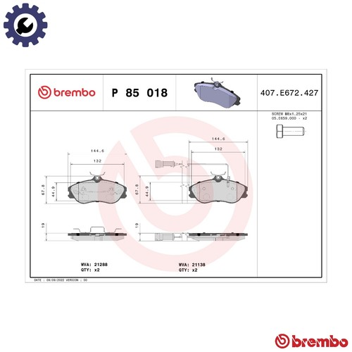 Brake pad set disc - disc, 85