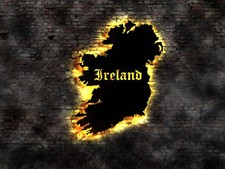 Skyline Ireland  Irland Dublin Fahne Flagge Flag   Wandbild aus Holz Stadt AK