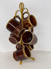 Vintage MUG TREE 6 CUPS Brown