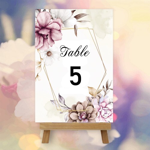 Floral wedding table numbers - floral,