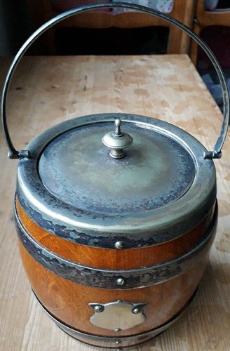 Vintage oak ice bucket with - vintage,