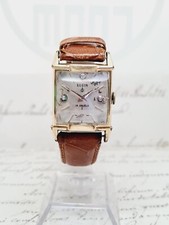 Elgin diamond dial 732 10k RGP  gold plated rectangular case Watch