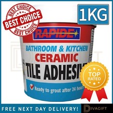 TILE ADHESIVE GROUT READY MIXED WHITE CERAMIC BATHROOM KITCHEN WATERPROOF 1KG
