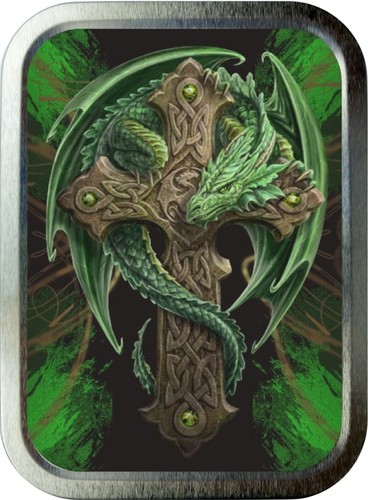 Green dragon cross - dragon, silver
