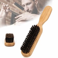 Mens Wild Boar Bristle Hair Brush Wooden Stiff Bristles Beard Brush S/L