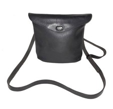 Vintage Soft Leather Bag, Black Cross-Body Style, Bucket Shape