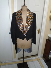 Men's  black tailcoat cabaret  small  38 chest  gold sequins stars theatre