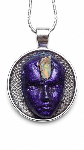Purple face pendant - face,