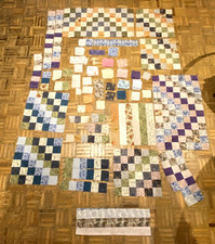 100% COTTON FABRIC QUILTING SMALL SQUARES & PRE-MADE QUILT SECTIONS - USED