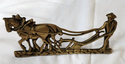 Vintage brass horse plough - brass,