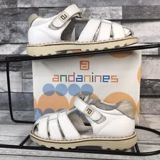 Andanines Boys White & Beige Leather Sandals - UK 4 1/2 / EU 21 - RRP £52