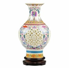 Unique Jingdezhen Ceramic Pierced Vase Chinese Porcelain Antique Reproduction P