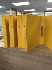 5 X A4 binders 2 ring polypropylene folders yellow office stationery filing