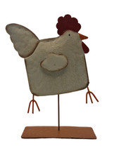 Rustic Metal Rocking Chicken Ornament Farmhouse Country Home Decor Gift