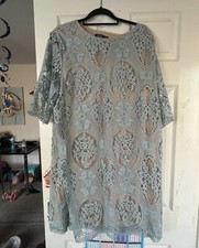 Plus Size 22 Baby Blue Dress With Nude Under Layer 