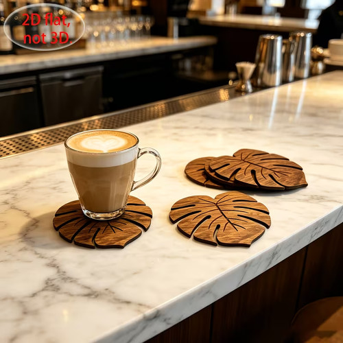 Set six wooden - set, monstera