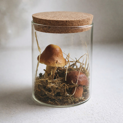 Mushroom glass jar - mushroom, a