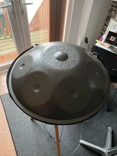 Handpan Drum 9-Note Steel Tongue Perc Inst, Gu Hole, Tripod, Case.