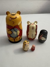 DISNEY WINNIE THE POOH RUSSIAN WOODEN HAND PAINTED MATRYOSKA FIVE NESTING DOLLS