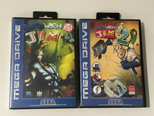 Sega Mega Drive Games Bundle Earth Worm Jim 1 & Earth Worm Jim 2 with Manuals