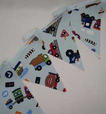 Vehicle bunting machinery garage blue bedroom party gift