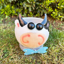 Metal White Cow Garden Planter