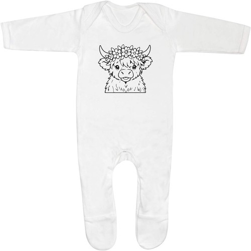 Floral highland cow baby - 'floral,