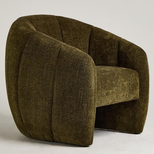 Moss green fabric tub armchair - green,