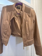 Guess Tan Leather Jacket, Size M