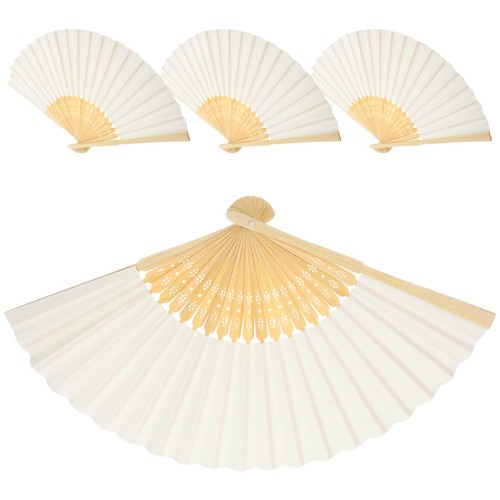 4pcs bamboo folding fans - bamboo,