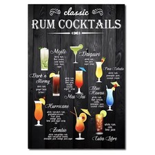 Classic Rum Cocktails Printed