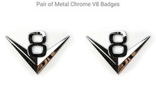 Pair of Metal Chromed V8 Badge