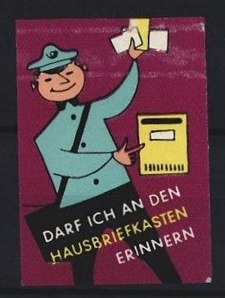 Advertising stamp postman with