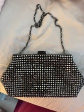 Dune Gunmetal Pewter Crystal Diamanté Clutch Shoulder Evening Party Bag