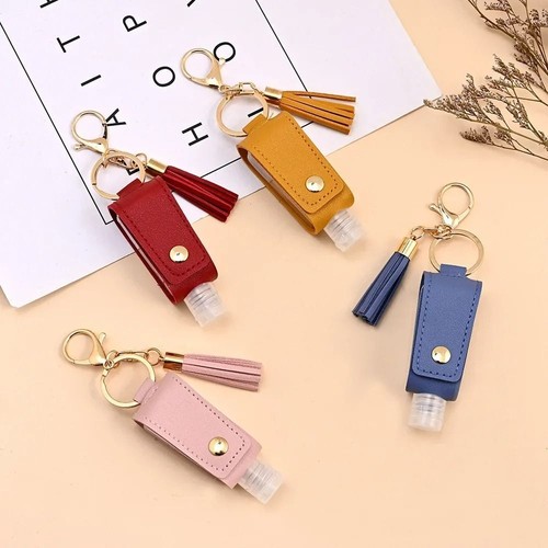 Leather hand sanitizer holder - leather,