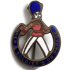 When A Soldier's On Parade Song Sheet Music Promotional Enamel Badge c1930s