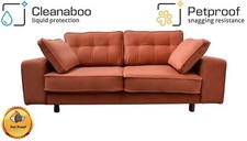 BIG💥SALE Scott Two Seater Sofa in Orange Velvet RRP £899 -45% OFF💥NOW £499