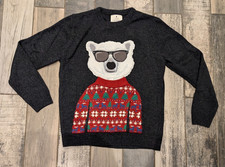 Next Mens grey Polar Bear Christmas jumper size L light up