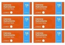 Cetirizine 10mg Tablets 6 Packs (180 Tabs) Hayfever Allergy Relief Antihistamine