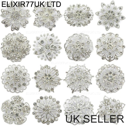 Diamante crystal silver pin - crystal,