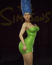 Painted Marge Simpson Statue