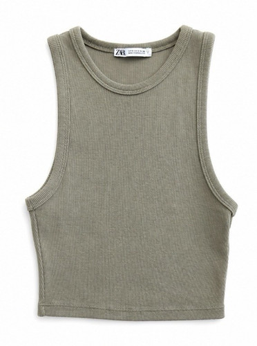 Zara green ribbed knit cropped - zara,