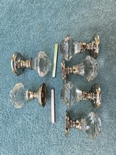 3 PAIRS HEAVY CRYSTAL & CHROME DOOR KNOBS 6CM DIAMETER
